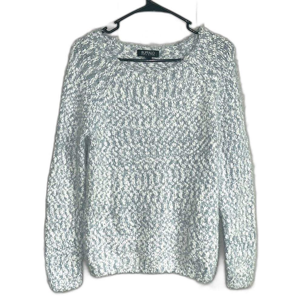 Buffalo David Bitton Soft Knit Blue Crewneck Eyelash Sweater Size Small